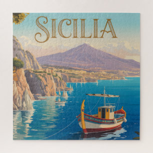 Reiseplakat im Vintage-Stil für Sizilien Italien Puzzle