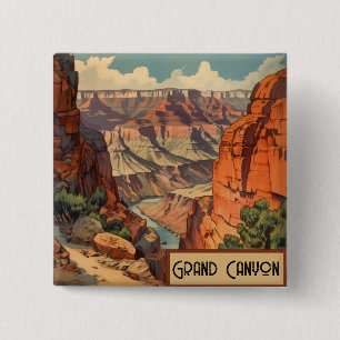 Reiseplakat im Vintage-Stil Grand Canyon Colorado Button