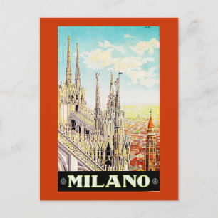 Reiseplakat im Vintage-Stil Mailand, Italien Postkarte
