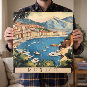 Reiseplakat im Vintage-Stil mit Blick auf den Hafe Leinwanddruck