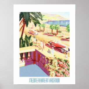 Reiseplakat im Vintage-Stil Mittelmeer-Urlaub Poster