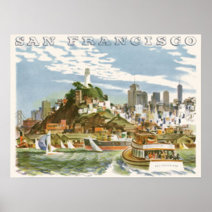 Reiseplakat im Vintage-Stil San Francisco Bay Fähr Poster