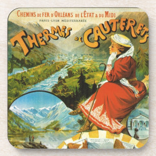 Reiseplakat im Vintage-Stil, Thermes de Cauterets Getränkeuntersetzer