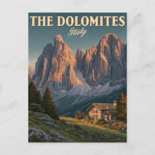 Reiseplakat im Vintage-Stil von den Dolomiten in I Postkarte