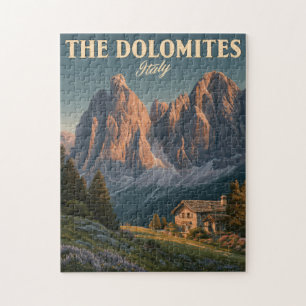 Reiseplakat im Vintage-Stil von den Dolomiten in I Puzzle