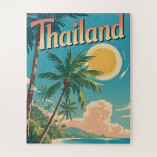 Reiseplakat im Vintage-Stil von einem tropischen T Puzzle