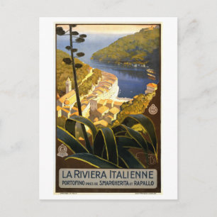 Reiseplakat Italienische Riviera im Vintage-Stil Postkarte