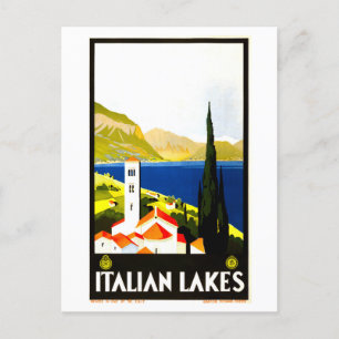 Reiseplakat Italienische Seen im Vintage-Stil Postkarte