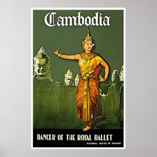 Reiseplakat Kambodscha Kambodschanische Kunst Khme Poster