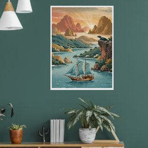 Reiseplakat Komodo-Insel Nationalpark im Vintage-S Poster