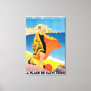 Reiseplakat La Plage de Calvi Corse Vintage Leinwanddruck
