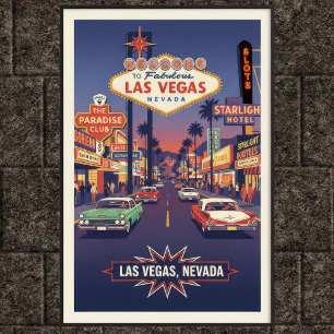 Reiseplakat Las Vegas aus den 1960er Jahren im Vin Poster