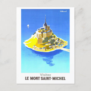 Reiseplakat Le Mont Saint-Michel im Vintage-Stil Postkarte