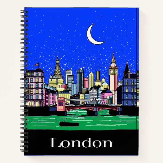 Reiseplakat London by Night Journal Notizblock (Vorderseite)