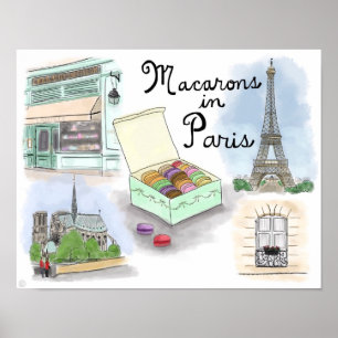 Reiseplakat: Macarons in Paris Frankreich Poster