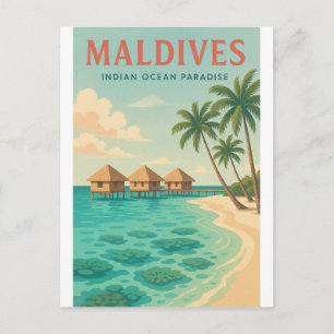 Reiseplakat (Malediven-Inseln) Postkarte