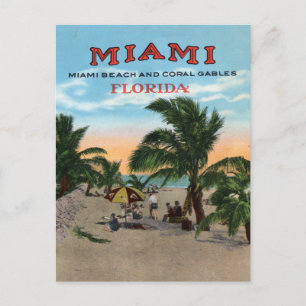 Reiseplakat Miami und Coral Gables Florida Vintage Postkarte