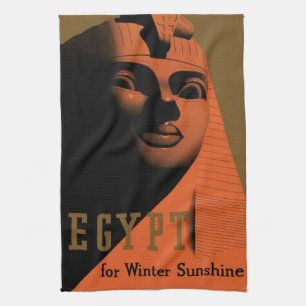 Reiseplakat mit Sphinx, Ägypten, Afrika im Vintage Geschirrtuch