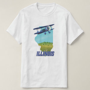 Reiseplakat mit Vintage-Karte von Illinois T-Shirt