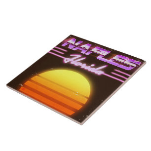 Reiseplakat Neapel Florida 1980er Fliese