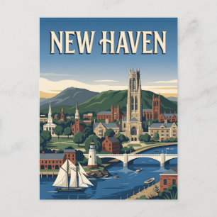 Reiseplakat New Haven Connecticut im Vintage-Stil Postkarte