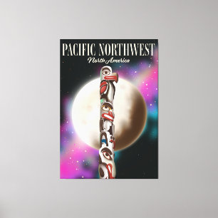Reiseplakat Pazifischer Nordwesten Totempfahl Leinwanddruck