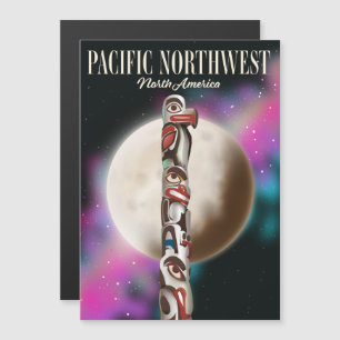 Reiseplakat Pazifischer Nordwesten Totempfahl Magnetkarte