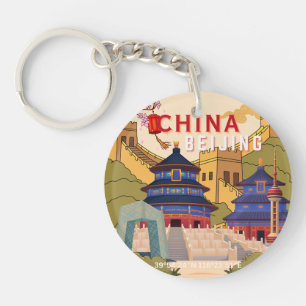 Reiseplakat Peking China Asiatische Stadt-Wandku Schlüsselanhänger