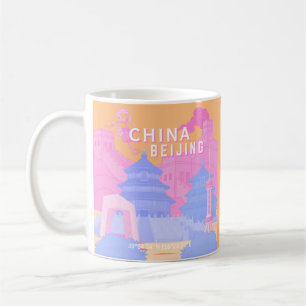 Reiseplakat Peking China Rosa & Blau Pastell Kaffeetasse