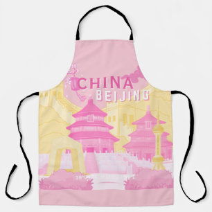 Reiseplakat Peking China   Rosa & Gelbe Kunst Schürze