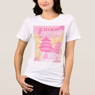 Reiseplakat Peking China   Rosa & Gelbe Kunst Tri-Blend Shirt