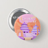 Reiseplakat Peking China | Rosa & Lavendel Kunst Button (Vorne & Hinten)