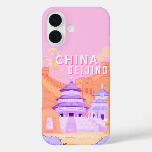 Reiseplakat Peking China Rosa & Lavendel Kunst iPhone 16 Hülle