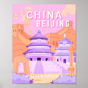 Reiseplakat Peking China   Rosa & Lavendel Kunst Poster
