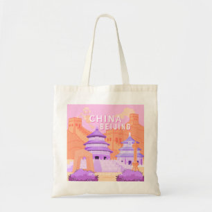 Reiseplakat Peking China   Rosa & Lavendel Kunst Tragetasche