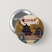 Reiseplakat Peking China | Vintage-Illustration Button (Vorne & Hinten)