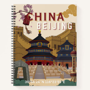 Reiseplakat Peking China Vintage-Illustration Notizblock