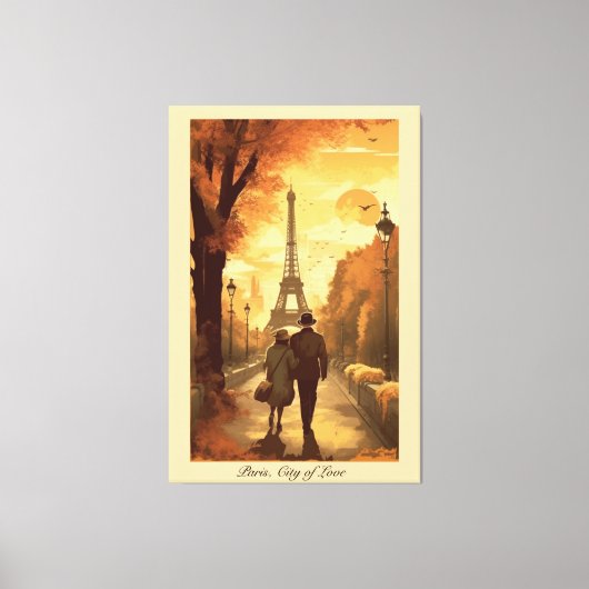 Reiseplakat, Romantik in Paris individuell anpassb Leinwanddruck (Vorderseite)