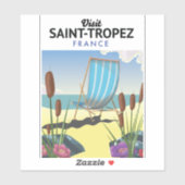 Reiseplakat Saint-Tropez Frankreich Aufkleber (Blatt)
