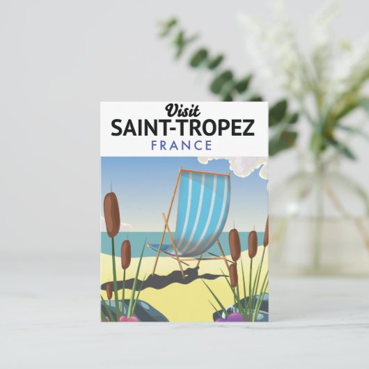 Reiseplakat Saint-Tropez Frankreich Postkarte (Stehend Vorderseite)