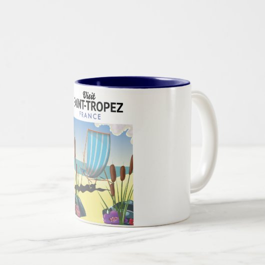 Reiseplakat Saint-Tropez Frankreich Zweifarbige Tasse (VorderseiteRechts)