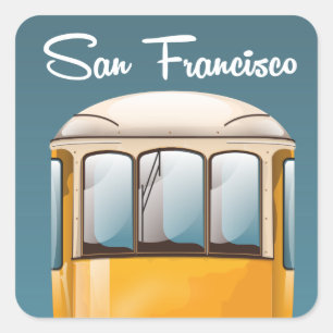 Reiseplakat San Francisco im Vintage-Stil Quadratischer Aufkleber