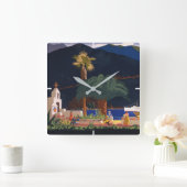 Reiseplakat - Santa Catalina Island, Kalifornien Quadratische Wanduhr (Zuhause)