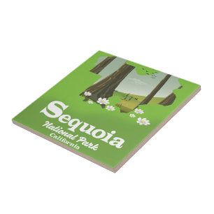 Reiseplakat Sequoia-Nationalpark-Karte Fliese