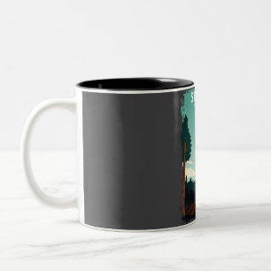 Reiseplakat Sequoia-Nationalpark Vintage Minimal Zweifarbige Tasse
