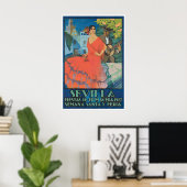 Reiseplakat Sevilla Spanien Spanisches Geschenk Fe Poster (Heimbüro)