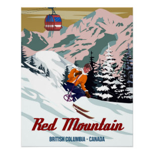 Reiseplakat Ski-Resort Red Mountain vintage Poster