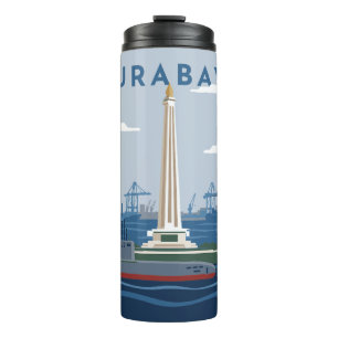Reiseplakat Surabaya Indonesien Thermosbecher