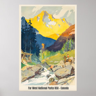 Reiseplakat USA Kanada Nationalparks im Vintage-St Poster