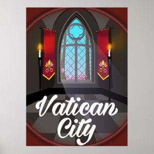 Reiseplakat Vatikanstadt Cartoon Poster